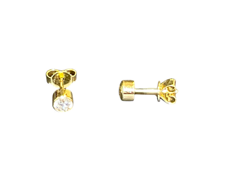 GEMDEK M(Y)14K DIA .50CT YELLOW GOLD BEZEL SET DIAMOND STUD EARRINGS