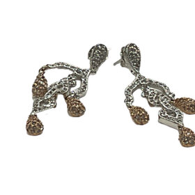 GEMDEK (Y)14K DIA 1.52CT ROSE/WHITE GOLD CHANDELIER DIAMOND EARRINGS