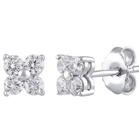 FJ KASHI (Y) 14K 1.47CT FOUR STONE CLUSTER STUD EARRINGS