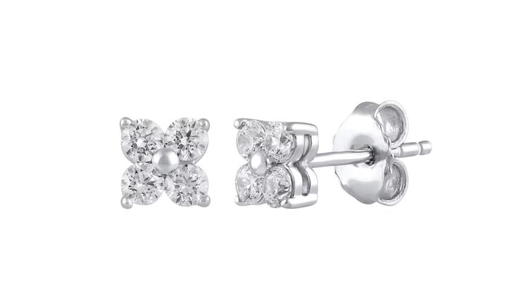 FJ KASHI (Y) 14K 1.47CT FOUR STONE CLUSTER STUD EARRINGS