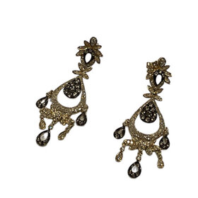GEMDEK (Y)14K DIA 1.45CT YELLOW GOLD DIAMOND CHANDELIER EARRINGS