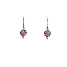 STEPHEN ESTELLE (Y)925 AMETHYST ROUND CHECKERBOARD CUT VERMEIL DANGLE EARRINGS