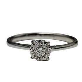 (R)14K 0.16CTW CLUSTER SOL WHITE GOLD ENGAGEMENT RING