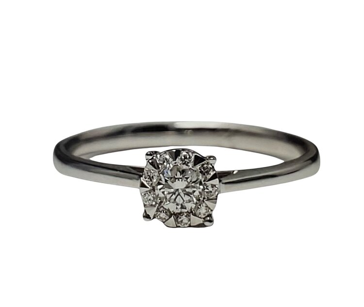 (R)14K 0.16CTW CLUSTER SOL WHITE GOLD ENGAGEMENT RING