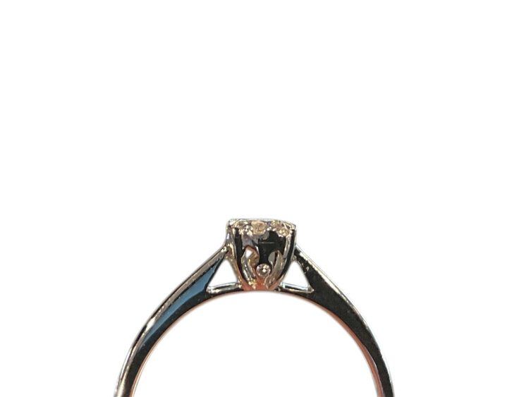 (R)14K 0.16CTW CLUSTER SOL WHITE GOLD ENGAGEMENT RING