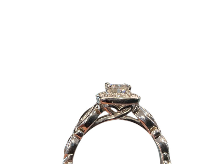 (Y)14K .47CT H SI1 .18CTW 14K WHITE GOLD HALO BRIDAL RING WITH .47CT SI1 H NATURAL ROUND DIAMOND