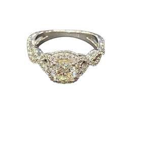 (X)14KW 1.51CTW NATURAL 0.81 J VS1 0.70MTG DIAMOND ENGAGEMENT RING ROUND HALO TWIST