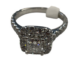 (Y)14K 2CTW I/SI2 G PRINCESS CUT (G/SI2 1CT)HALO RING WG