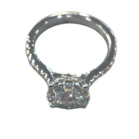 PRIMA NY (Y)14K 1.04CT MULTI  DIAMOND HALO CLUSTER WHITE GOLD RING FINGER SIZE 6.5