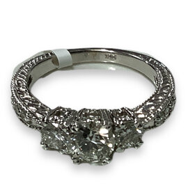 GEMDEK (Y)14K .71 RND DIA .35 DIAS 14K WHITE GOLD RING .71 H SI+ ROUND CENTER STONE W/ .09+.35 DIAMONDS