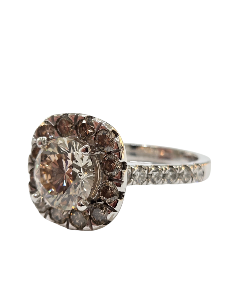 M(Y) 14K 2.53GIA 1MTG WHITE GOLD RING, GIA# 17627224 O-P VVS1 ROUND CENTER