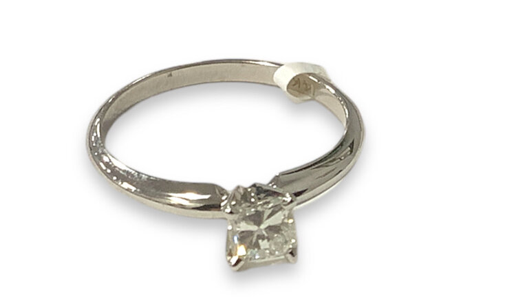 GEMDEK (Y)14K 0.46CT H SI+ 14W WHITE GOLD RADIANT CUT SOLITAIRE 0.46CT H COLOR SI+