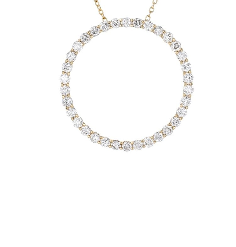 FJ KASHI (Y) 14KY .98CT ETERNITY CIRCLE 22 DIAMOND PENDANT YELLOW GOLD