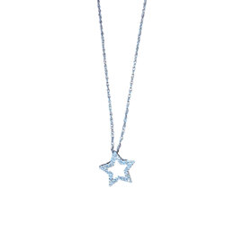 (Y)14KW 1/8TW 14” CARDED CHAIN  STAR PENDANT WHITE GOLD