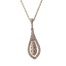 PRIMA NY (Y)14KY 0.28CTW DROP MINED DIAMOND  YELLOW GOLD NECKLACE 18” W/ADJUSTABLE CABLE CHAIN