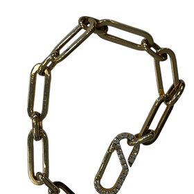 (R) 14KY .33TW PAPERCLIP ACCENTED BRACELET YELLOW GOLD