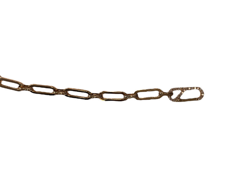 (R) 14KY .33TW PAPERCLIP ACCENTED BRACELET YELLOW GOLD