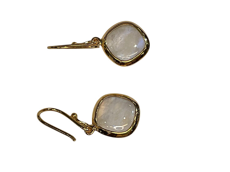 STEPHEN ESTELLE (Y)925 RAINBOW MOONSTONE CUSHION CUT VERMEIL DANGLE  EARRINGS