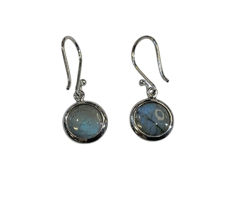 STEPHEN ESTELLE (Y)925 LABRADORITE ROUND CUT SILVER DANGLE EARRINGS