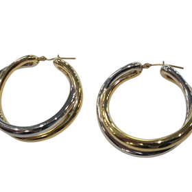 (Y) 14K TT HOOPS TWO TONE GOLD HOOPS 6.3 GRAMS