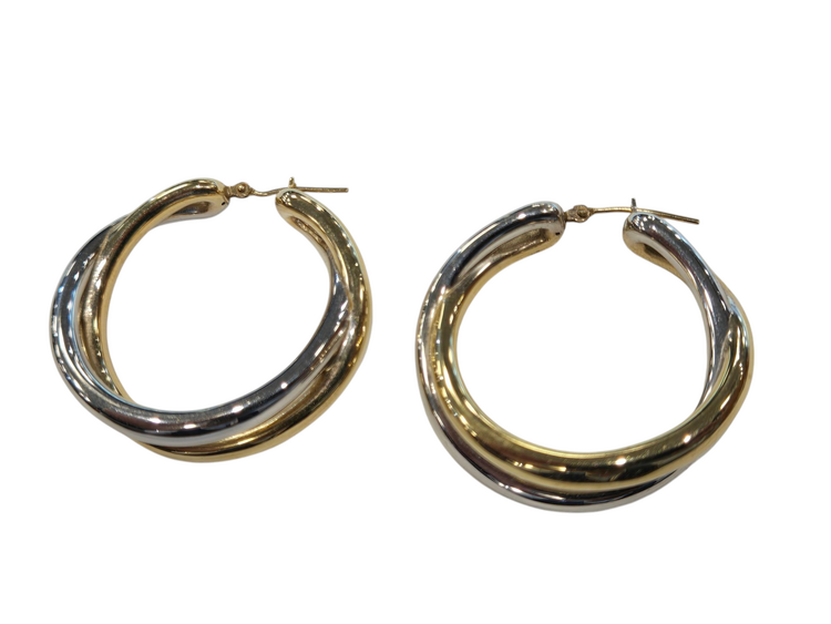 (Y) 14K TT HOOPS TWO TONE GOLD HOOPS 6.3 GRAMS
