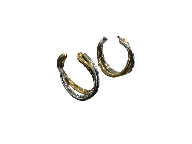 (Y) 14K TT HOOPS TWO TONE GOLD HOOPS 6.3 GRAMS