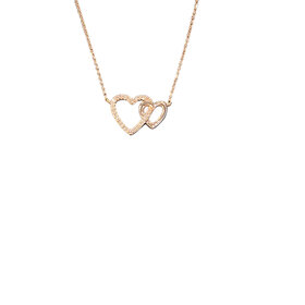 (Y)14KR 0.13CT  DIA DOUBLE HEART ROSE GOLD PENDANT