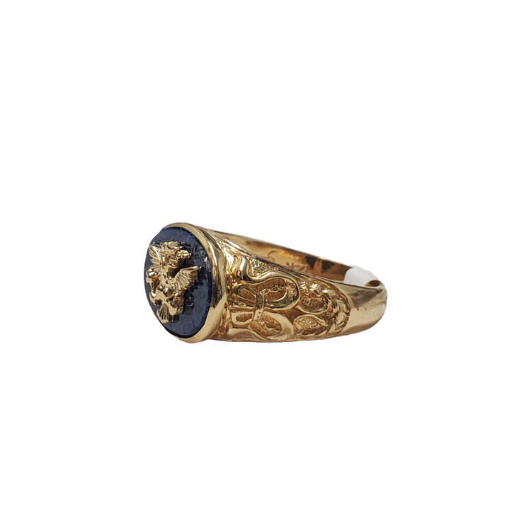 (Z)14KY LAPIS DOUBLE HEADED EAGEL RING 8.6GRAMS