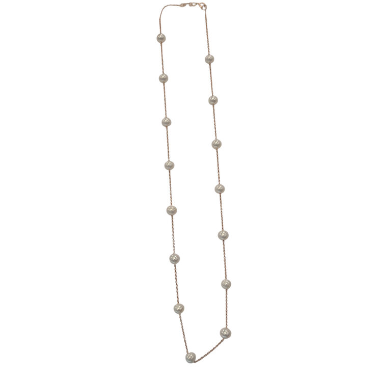 MASTALONI (R)14KR 5.5-6MM CABLE FRESHWATER PEARL NECKLACE ROSE GOLD