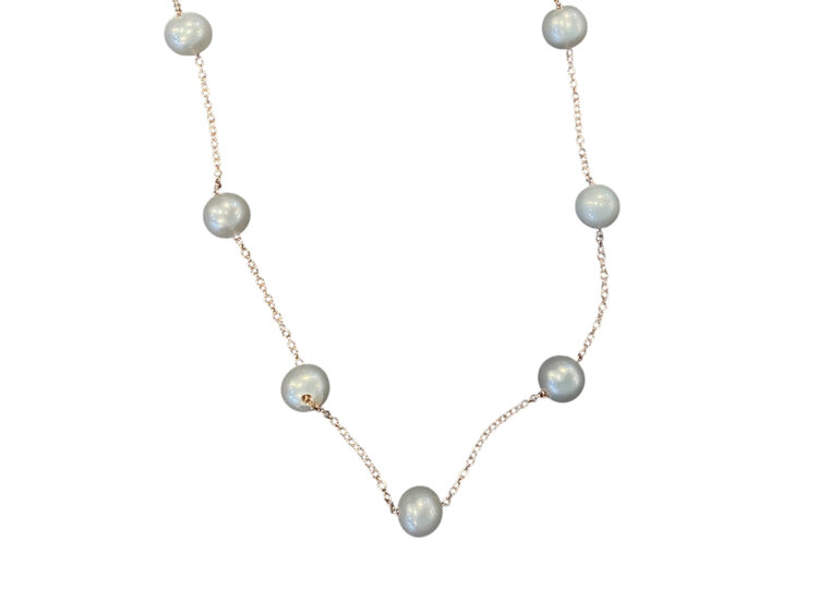 MASTALONI (R)14KR 5.5-6MM CABLE FRESHWATER PEARL NECKLACE ROSE GOLD