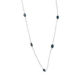 PRIMA NY (Y)14K 17.09 LB LONDON BLUE TOPAZ 10 STONE 35” BY THE YARD BEZEL SET NECKLACE