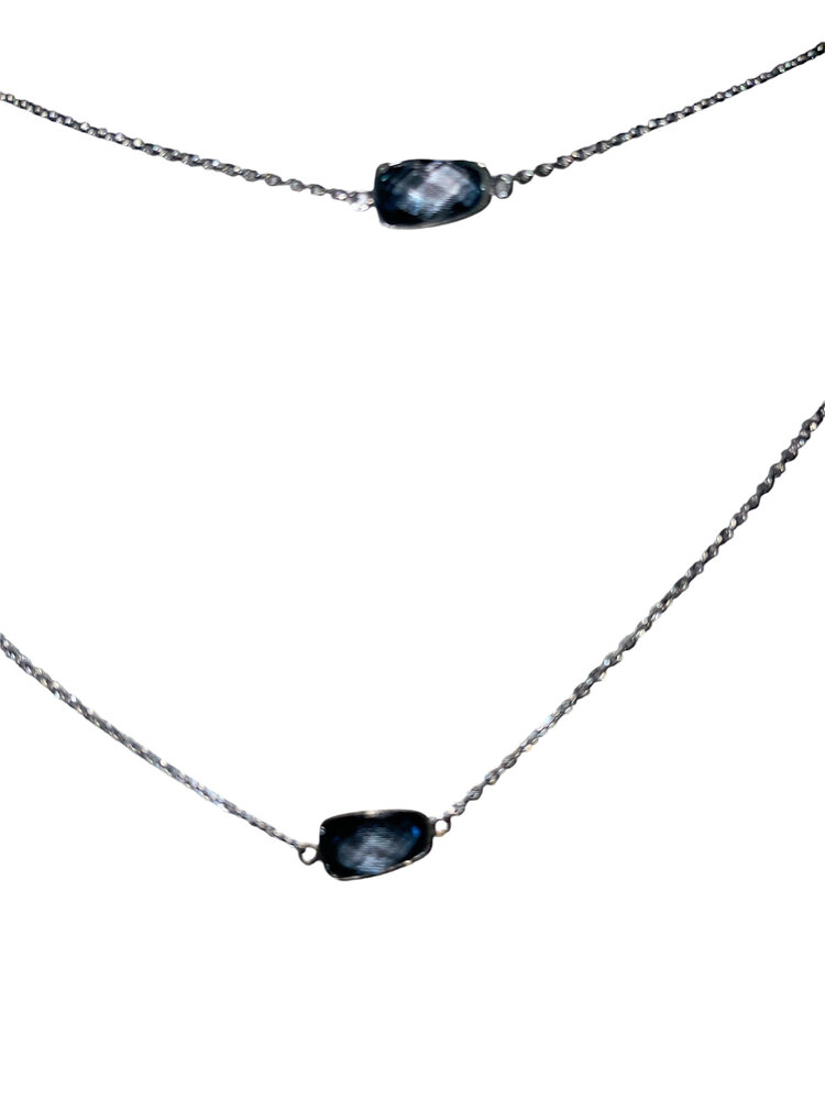 PRIMA NY (Y)14K 17.09 LB LONDON BLUE TOPAZ 10 STONE 35” BY THE YARD BEZEL SET NECKLACE