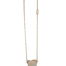 GEMDEK (R)14KR OPAL 22.54CT 0.56CT DIAMOND W/DIA PAVE DETAIL ON 19” CABLE LINK STYLE CHAIN NECKLACE