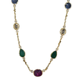 GEMDEK (R)14K RUB 3.46CT, BLU SAPP 4.27CTW, YEL SAPP 4.20CTW, EM 3.75, DIA 0.46CTW