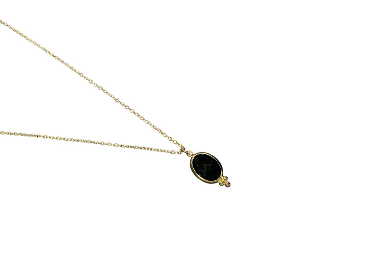 STEPHEN ESTELLE (Y)VERMEIL ONYX PENDANT NECKLACE
