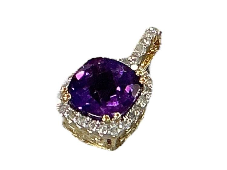 (Y) AM/DIA 10K AMETHYST (1.15) DIAMOND (0.09) PENDANT YELLOW GOLD