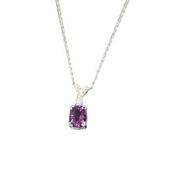 (Y)10K AM DIA 0.06, AMETHYST AND DIAMOND WHITE GOLD PENDANT