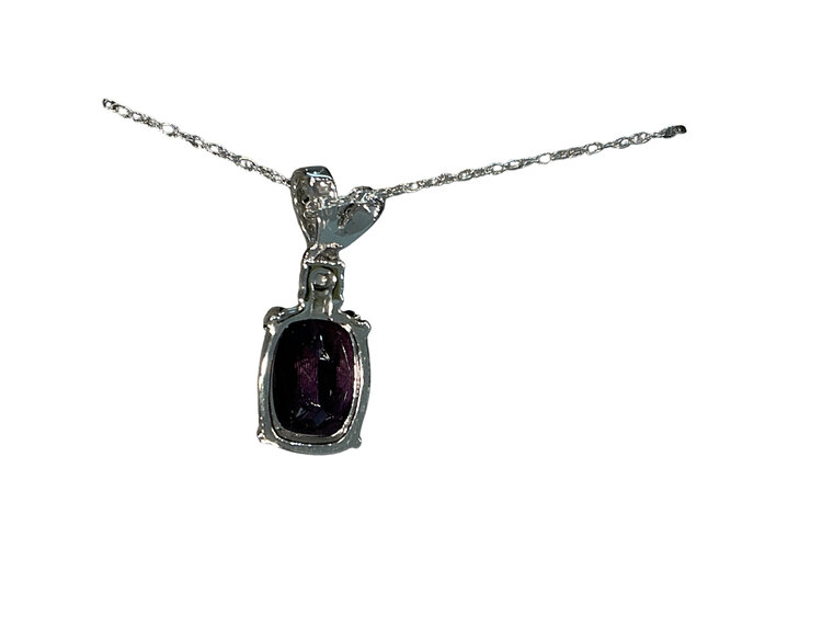 (Y)10K AM DIA 0.06, AMETHYST AND DIAMOND WHITE GOLD PENDANT