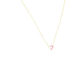 (Y)14KY 0.10CT RUBY 0.10CT DIA HEART NECKLACE
