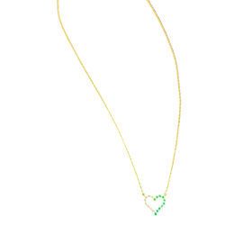(Y)14K 0.10CT EM 0.10CT DIA HEART NECKLACE