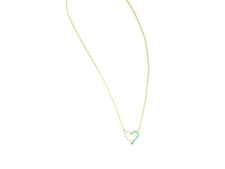 (Y)14K 0.10CT EM 0.10CT DIA HEART NECKLACE