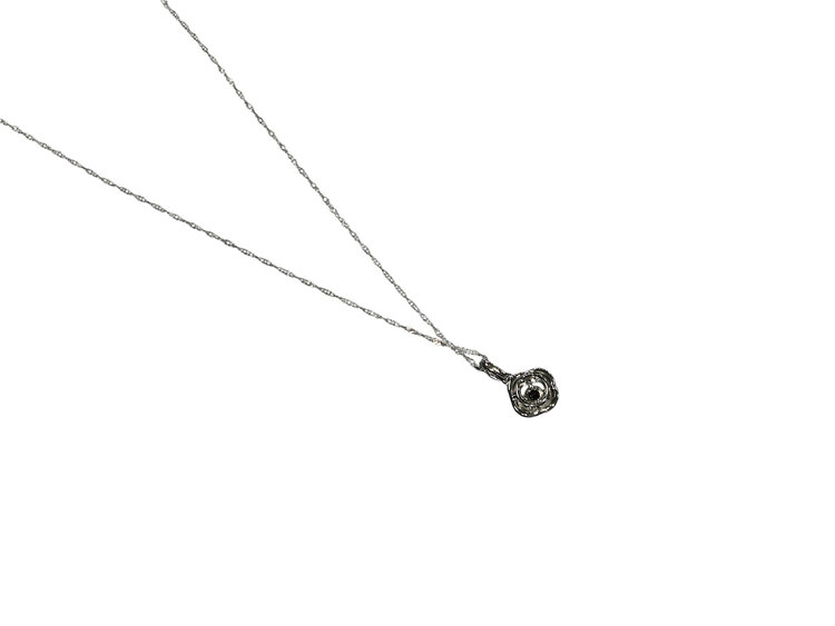 (R)14KW .19CT RUBY .07CTW DIA PENDANT ON 18” CHAIN