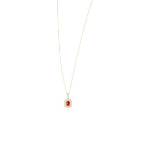 (R)14K 0.26 RU 0.10 DIA, RUBY AND DIAMOND WHITE GOLD PENDANT ON CHAIN