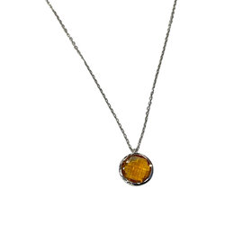 PRIMA NY (Y)14K 1.99CIT CITRINE 1.99CT BEZEL SET ON WHITE GOLD CHAIN