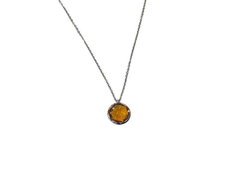 PRIMA NY (Y)14K 1.99CIT CITRINE 1.99CT BEZEL SET ON WHITE GOLD CHAIN