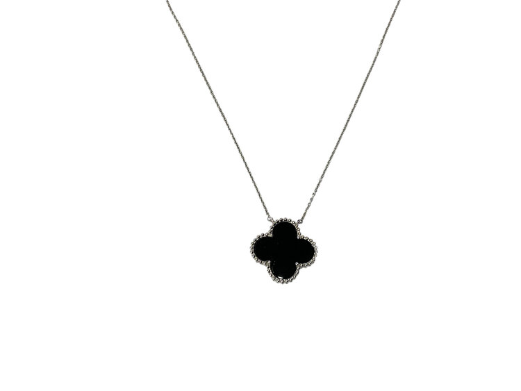 PRIMA NY (Y)14K 2.82 ONYX BLACK 2.82 PENDANT ON WHITE GOLD CHAIN