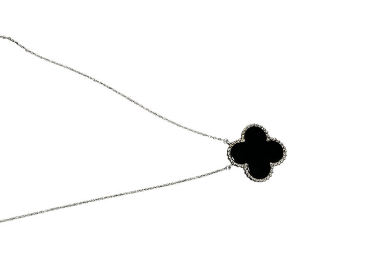 PRIMA NY (Y)14K 2.82 ONYX BLACK 2.82 PENDANT ON WHITE GOLD CHAIN