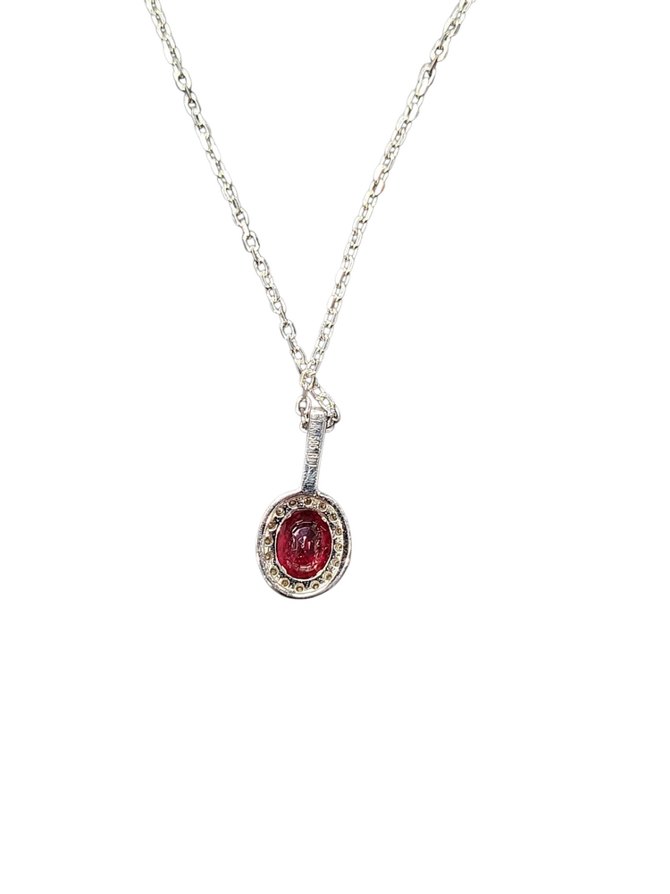 Roman + Jules (Y)14K RU 0.43CT 0.10CT DIA DIAMOND AND RUBY PENDANT ON WHITE GOLD CHAIN