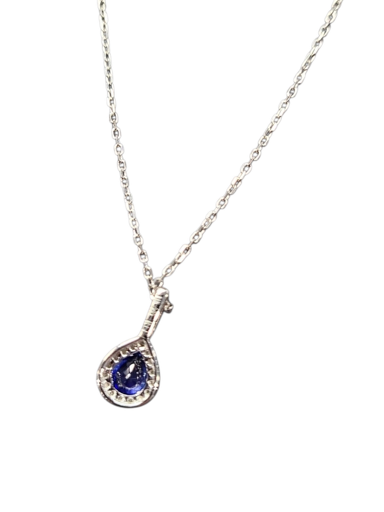 Roman + Jules (Y)14K SAPP 0.40CT DIA 0.10CT SAPPHIRE AND DIAMOND PENDANT ON WHITE GOLD CHAIN