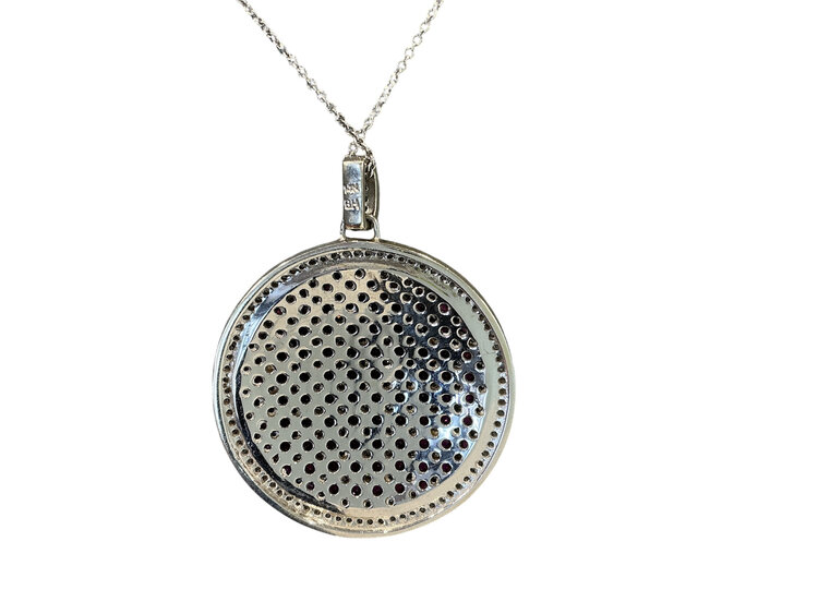 (Y)14K RU 3.89CT DIA .88CT WHITE GOLD RUBY/DIAMOND CIRCLE PENDANT